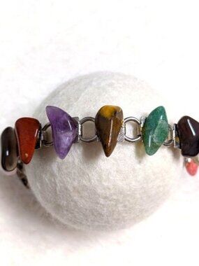 Vintage 1960's Various Semi Precious Polished Stone Bracelet